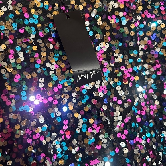 Nasty Gal Rainbow Sequin Wide Leg Pants size US 6 New Years NWT Immediate ship - Picture 10 of 11